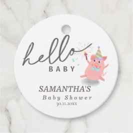 kleines Schwein Kalligrafie-Baby-Party Hallo Baby Geschenkanhänger