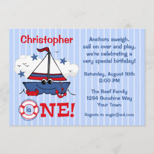 Kleines Segelboot 1. Geburtstag Einladung
