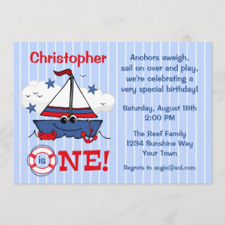 Kleines Segelboot 1. Geburtstag Einladung