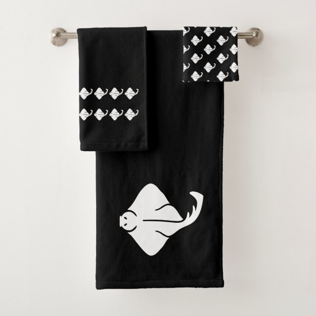 Kleines Segelboot Bad Schwarz-weiß Handtuch Set (Insitu)