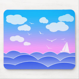 Kleines Segelboot im Ozean Niedlich Playful Seasca Mousepad