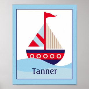 Kleines Segelboot Individuelle Kinderzimmer-Kunst Poster