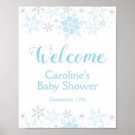Kleines Snowflake Baby Boy Dusche Begrüßungszeiche Poster