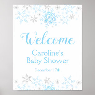 Kleines Snowflake Baby Boy Dusche Begrüßungszeiche Poster