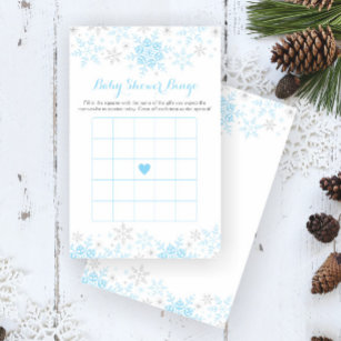 Kleines Snowflake Baby Shower Bingo Spiel Flyer