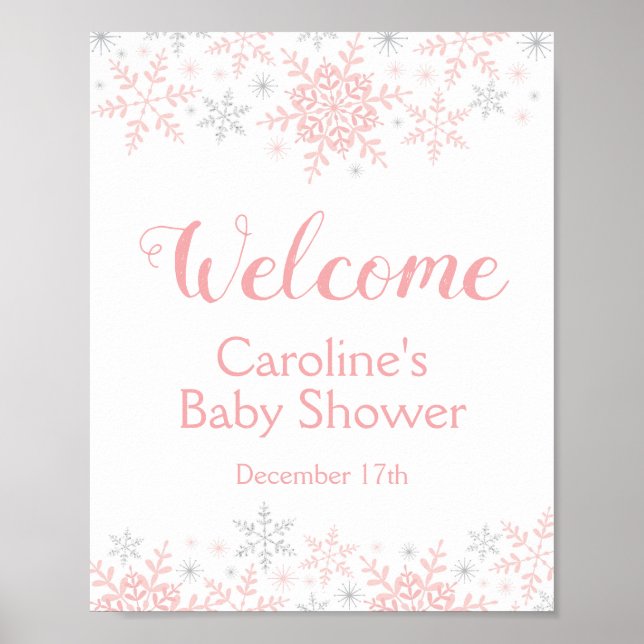 Kleines Snowflake Babydusche Begrüßungszeichen Poster (Vorne)