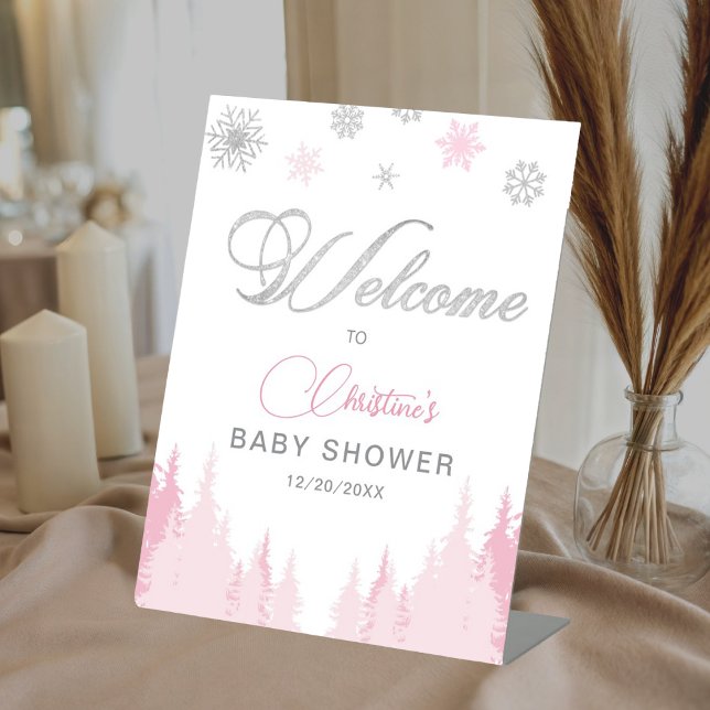 Kleines Snowflake Winter Baby Dusche Begrüßungszei Sockelschild (Von Creator hochgeladen)