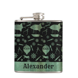 Kleines Steampunk Verdigris Luftschiff Thema Custo Flachmann