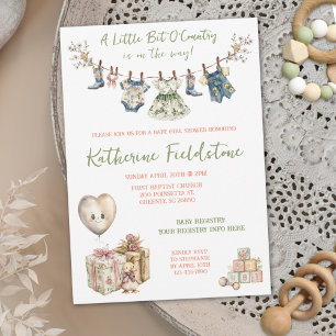 Kleines Stück Country Clothesline Baby Girl Dusche Einladung