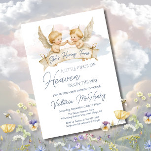 Kleines Stück Heaven Angel Twin Baby Dusche Einladung