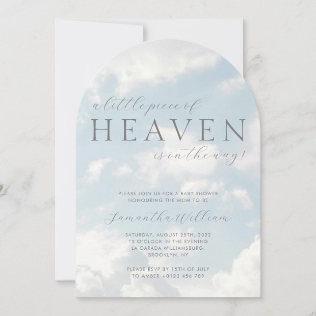 Kleines Stück Heaven Baby Dusche Cloudy Einladung (Vorderseite)