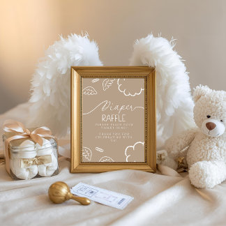 Kleines Stück Himmel Beige Windel Tombola Tisch Einladung