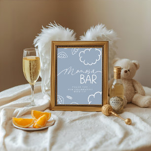 Kleines Stück Himmel Blaues Momosa-Bar-Schild Einladung