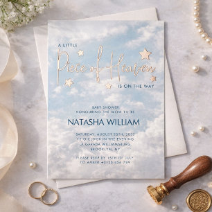 Kleines Stück Himmel Himmelblaue Wolken Baby-Party Folieneinladung