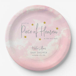 Kleines Stück Himmlische Pink-Babydusche Pappteller