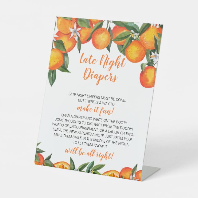 Kleines Süsse Baby Dusche Spate Night Diapers Post Sockelschild (Vorderseite)