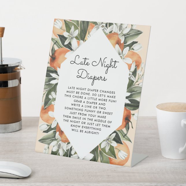 Kleines Süsse Baby Dusche Spate Night Diapers Post Sockelschild (In SItu)