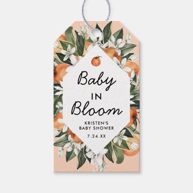 Kleines Süsse Baby in Bloom Baby Dusche Gefallen Geschenkanhänger (Vorderseite)