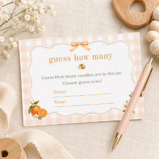 Kleines Süßes Baby Shower - Rate wie viele Spielka Begleitkarte