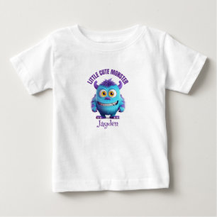 Kleines süßes Monster Lila Hörner Personalisiert Baby T-shirt