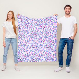 Kleines süßes weißes blaues rosa Blumenmuster Fleecedecke