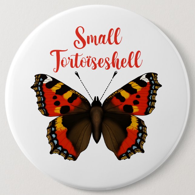 Kleines Tortoiseshell Schmetterling Rundfunk-Abzei Button (Vorderseite)