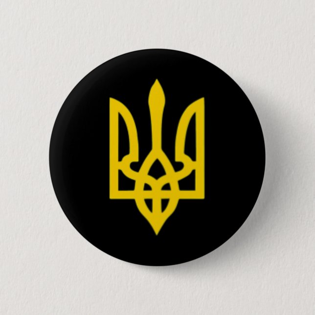 Kleines ukrainisches Wappen Flagge Symbol Zeichen  Button (Vorderseite)