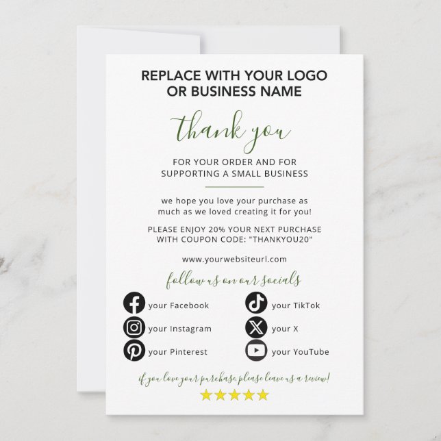 Kleines Unternehmen Vielen Dank für Ihre Bestellun Einladung (Vorderseite)