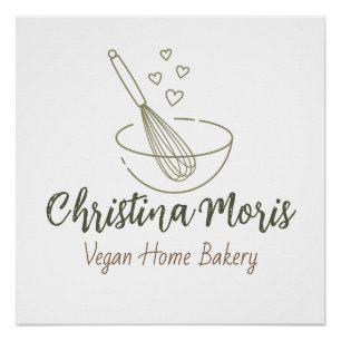 Kleines veganes Home-Bäckerei-Geschäft-Logo  Poster