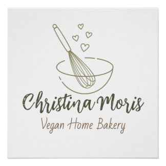 Kleines veganes Home-Bäckerei-Geschäft-Logo Poster