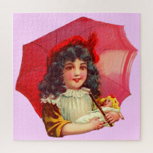 kleines Viktorianisches Mädchen und ihre Puppe Puzzle
