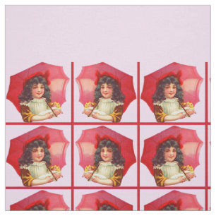 kleines Viktorianisches Mädchen und ihre Puppe Stoff