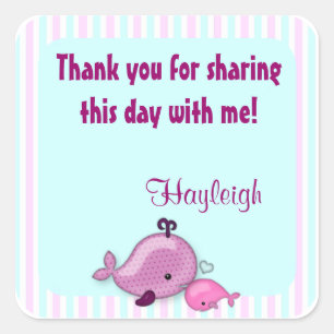 Kleines Wal-Baby-Mama-Kussquadrat-Aufkleberrosa Quadratischer Aufkleber