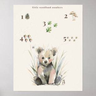 Kleines Waldposter mit Zahlen Poster