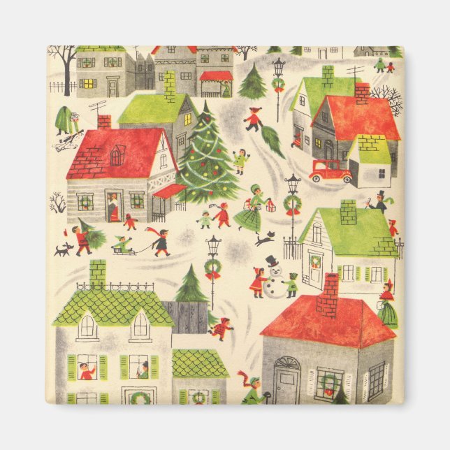 Kleines Weihnachtsdorf Magnet (Vorne)