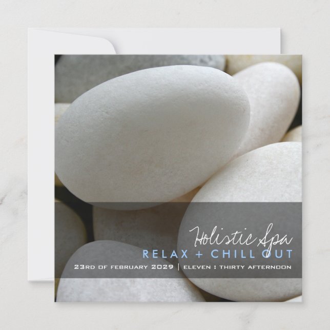 Kleines weißes Kiesel-Foto-moderne Einladung (Vorderseite)