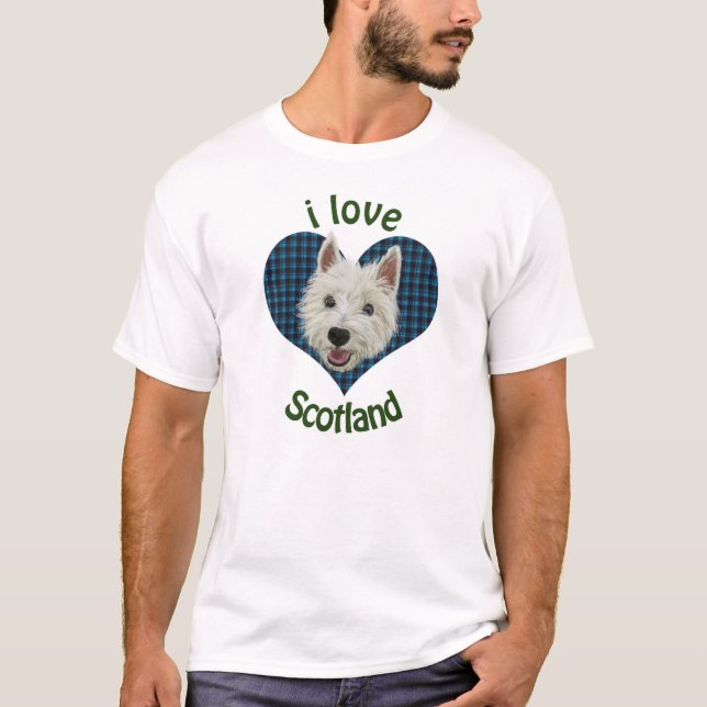 Kleines Westie, i-Liebe Schottland T-Shirt (Vorderseite)