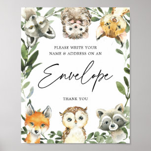 Kleines Woodland Babydusche Adressenschild Poster