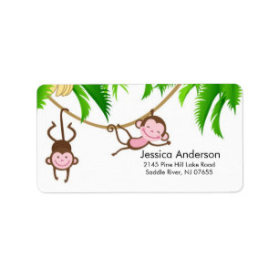 Kleines Zwillings-Affe-BabypartyAdressen-Etikett Adressaufkleber