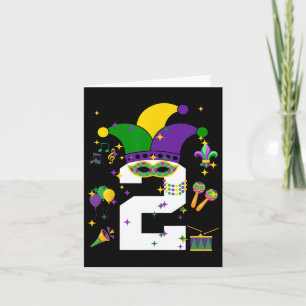Kleinkind 2. Geburtstag Mardi Gras Thema 2 Jahr al Karte