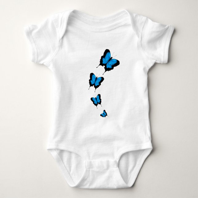 Kleinkind-blauer Schmetterlings-Bodysuit Baby Strampler (Vorderseite)