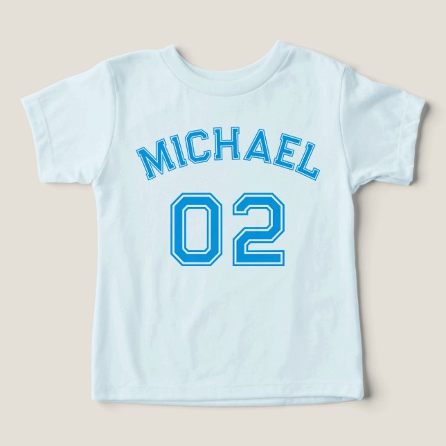 Kleinkind Boy Blue Name Jersey Nummer SportBaumwol (Design Vorderseite)