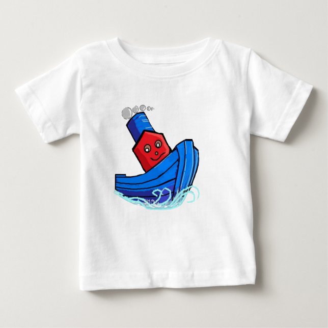 Kleinkind-Cartoon-Spielzeug-Boot Tugg Schlepper Baby T-shirt (Vorderseite)