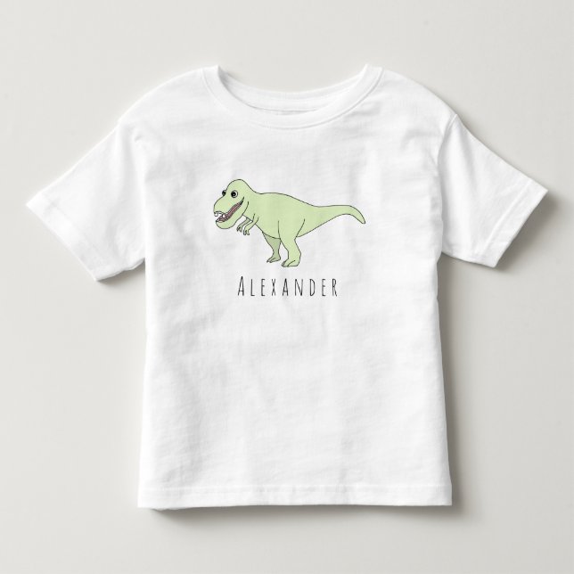 Kleinkind Doodle T-Rex Dinosaurier mit Name T-shirt (Vorderseite)