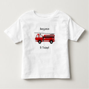 Kleinkind-Feuer-LKW-T - Shirt mit Namen u. "5
