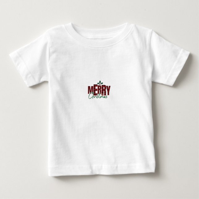 Kleinkind "Frohe Weihnachten" Flannel Print T - Sh Baby T-shirt (Vorderseite)