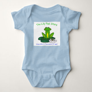 Kleinkind Frosch auf einem Seerosenblatt Blau auf Baby Strampler
