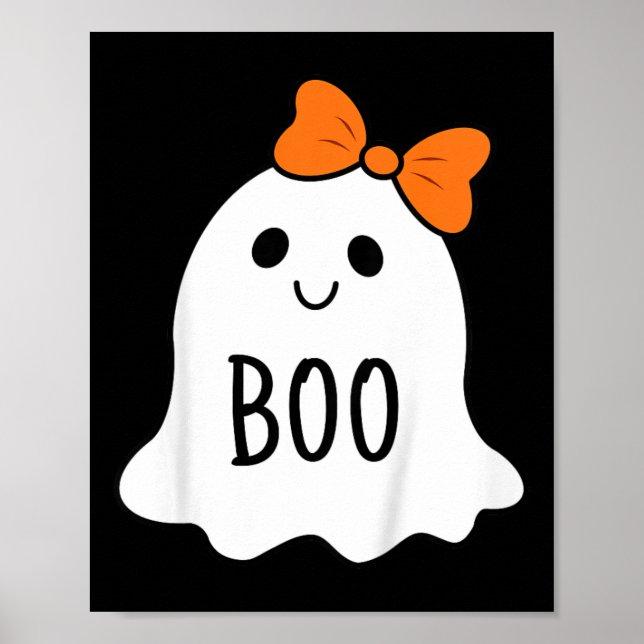 Kleinkind Halloween Boo Geist mit einem Bow Mädche Poster (Vorne)