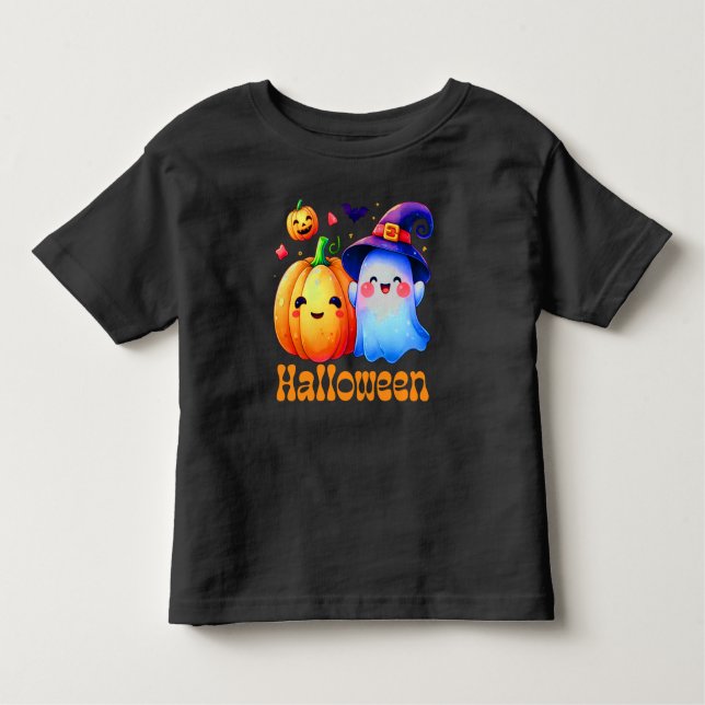 Kleinkind Halloween Pumpkin Bat Ghost T-shirt (Vorderseite)