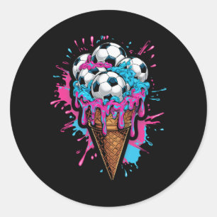 Kleinkind Kinder Eiscreme Fußball Wasserfarben Kun Runder Aufkleber